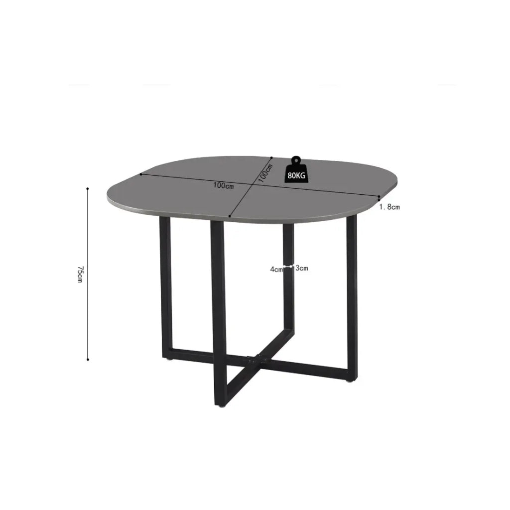 Set tavolo e 4 sedie ORBENA – Colore grigio opaco – Tavolo 100x100 cm – Design moderno e compatto