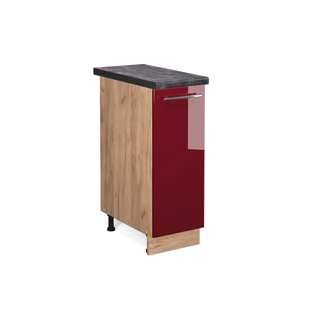 Armadio cucina dispensa alto Fame-Line Bordeaux lucido/Rovere dorato 30 cm, PL Antracite Vicco