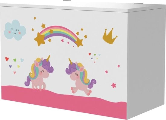 Cassa di gioco all'aperto Lizy - Cassa per giocattoli - 40x60x30 cm - Motivo unicorno - Per bambini maschi - Per bambini femmine