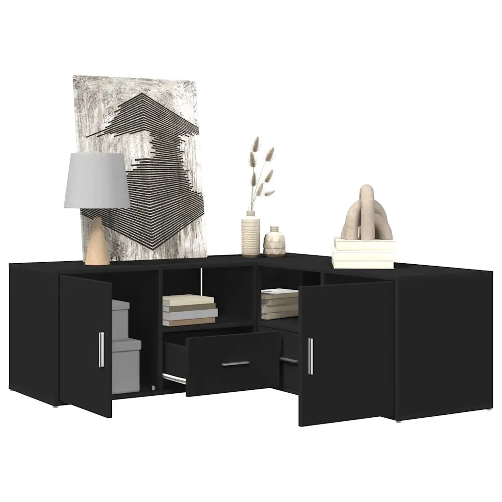 Mobile Angolare Nero 200x40x45 cm in Truciolato 3307829