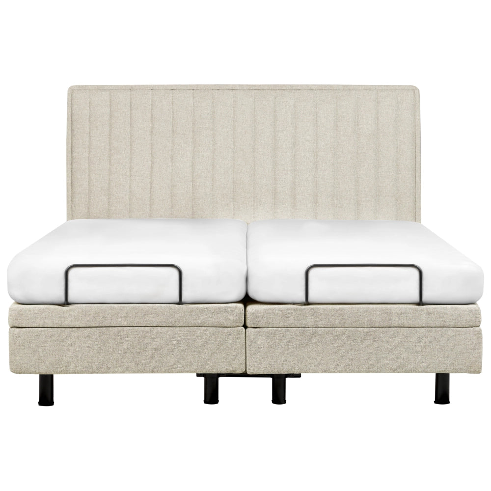 Letto Tessuto Beige chiaro Elettrico Regolabile con Telecomando 180 x 200 cm
