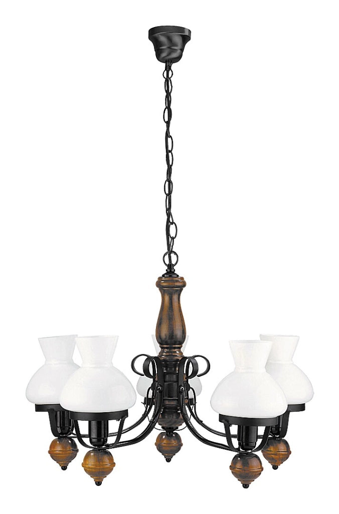 Lampadario Petronel stile lampada a petrolio nero 5xE27 Rabalux