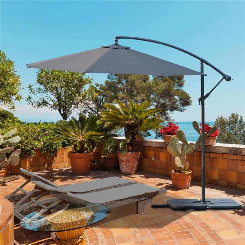 OMBRELLONE DA GIARDINO A BRACCIO DELUXE INCLINABILE CON MANOVELLA 3 M GRIGIO