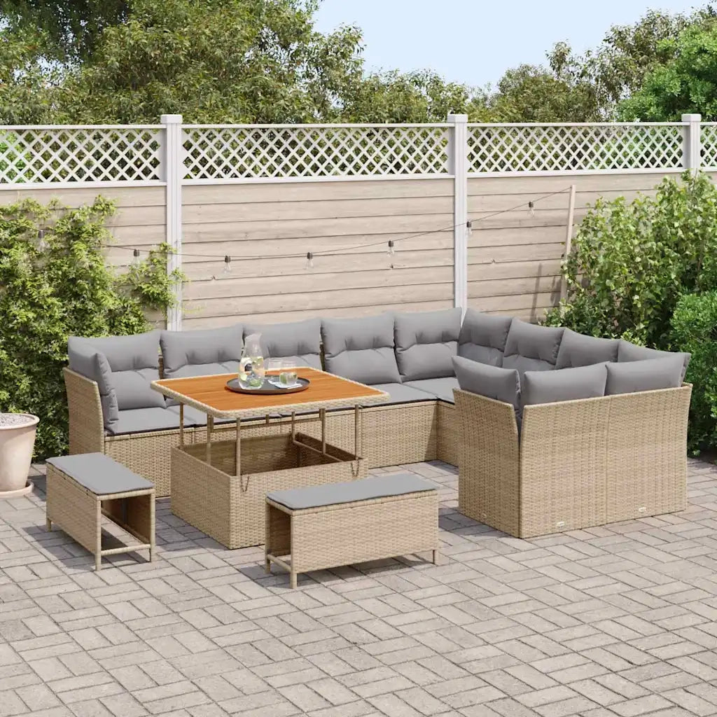 Set Divano da Giardino 12 pcs Beige polyrattan 3361517