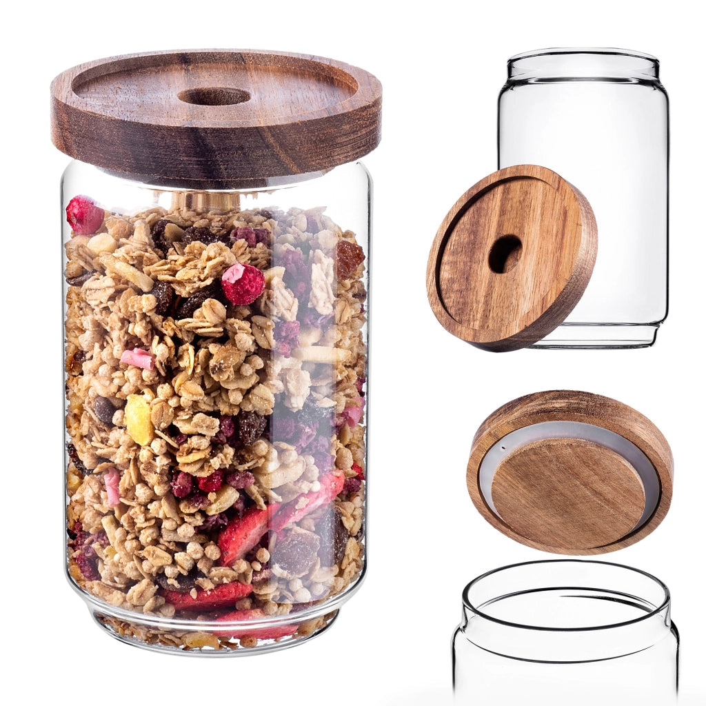 Contenitore per alimenti in vetro KADAX per spezie sfuse e pasta con coperchio, barattolo da 750 ml