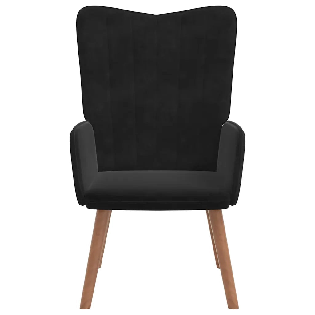 Divano Sedia-Poltrona Relax con Poggiapiedi Nero in Velluto 353702