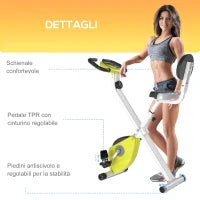 Cyclette Pieghevole da Fitness in Acciaio, Cyclette Magnetica Pieghevole da Casa con Altezza Regolabile, Resistenza Magnetica a 8 Livelli, Schermo LCD, 43x97x109cm, Giallo