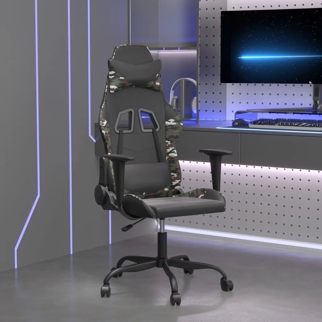 Sedia da Gaming Massaggiante Nero e Mimetico in Similpelle 345410