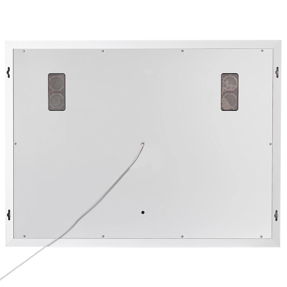 Specchio da bagno illuminato a LED rettangolare 60 x 80 cm Glamour con altoparlante Bluetooth Lente di ingrandimento