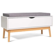 IDMarket - Panca contenitore ingresso scarpe in legno bianco LEO