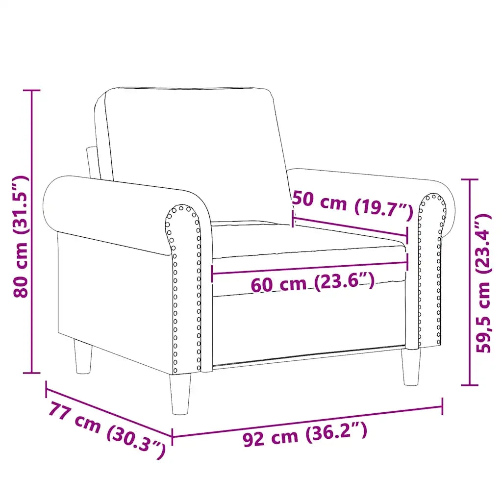 Poltrona-Divano Sedia-Poltroncina Marrone 60 cm Velluto 831682