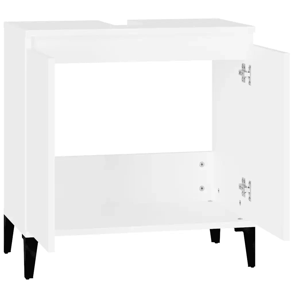 Mobile Lavabo-Armadietto da bagno Bianco 58x33x60 cm in Legno Multistrato