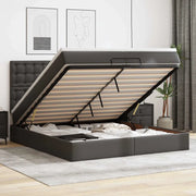 Struttura Letto Pouf con Materassi Nero 200x200 cm Similpelle 3313870