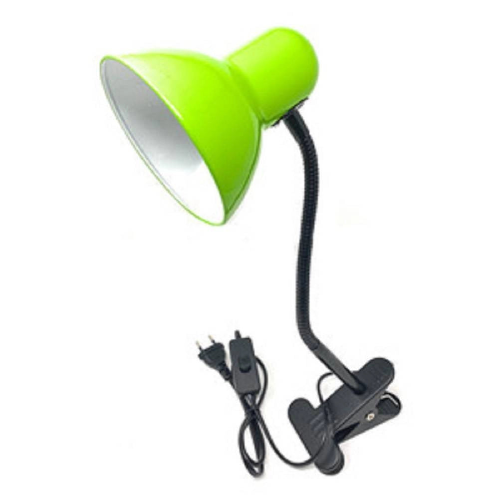 Trade Shop - Lampada Snodabile Da Scrivania Luce Tavolo Braccio Flessibile Orientabile Pinza - Verde