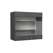 Vicco Mobile da cucina in vetro Landhaus antrazit-oro 80 cm