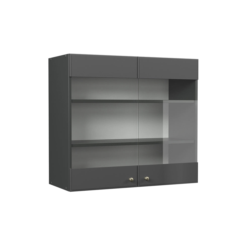 Vicco Mobile da cucina in vetro Landhaus antrazit-oro 80 cm