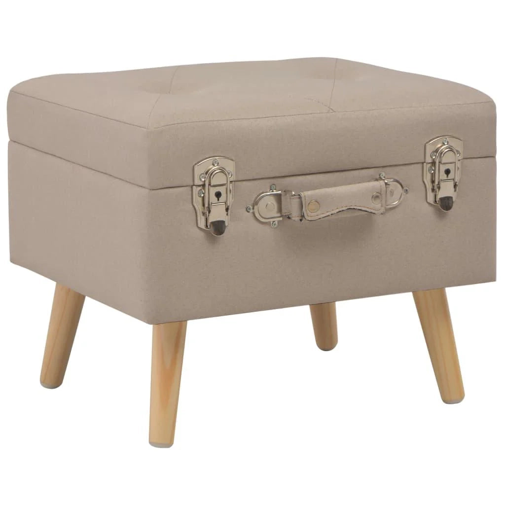 Panca pouf sgabello contenitore 3 pezzi tessuto beige 3002089
