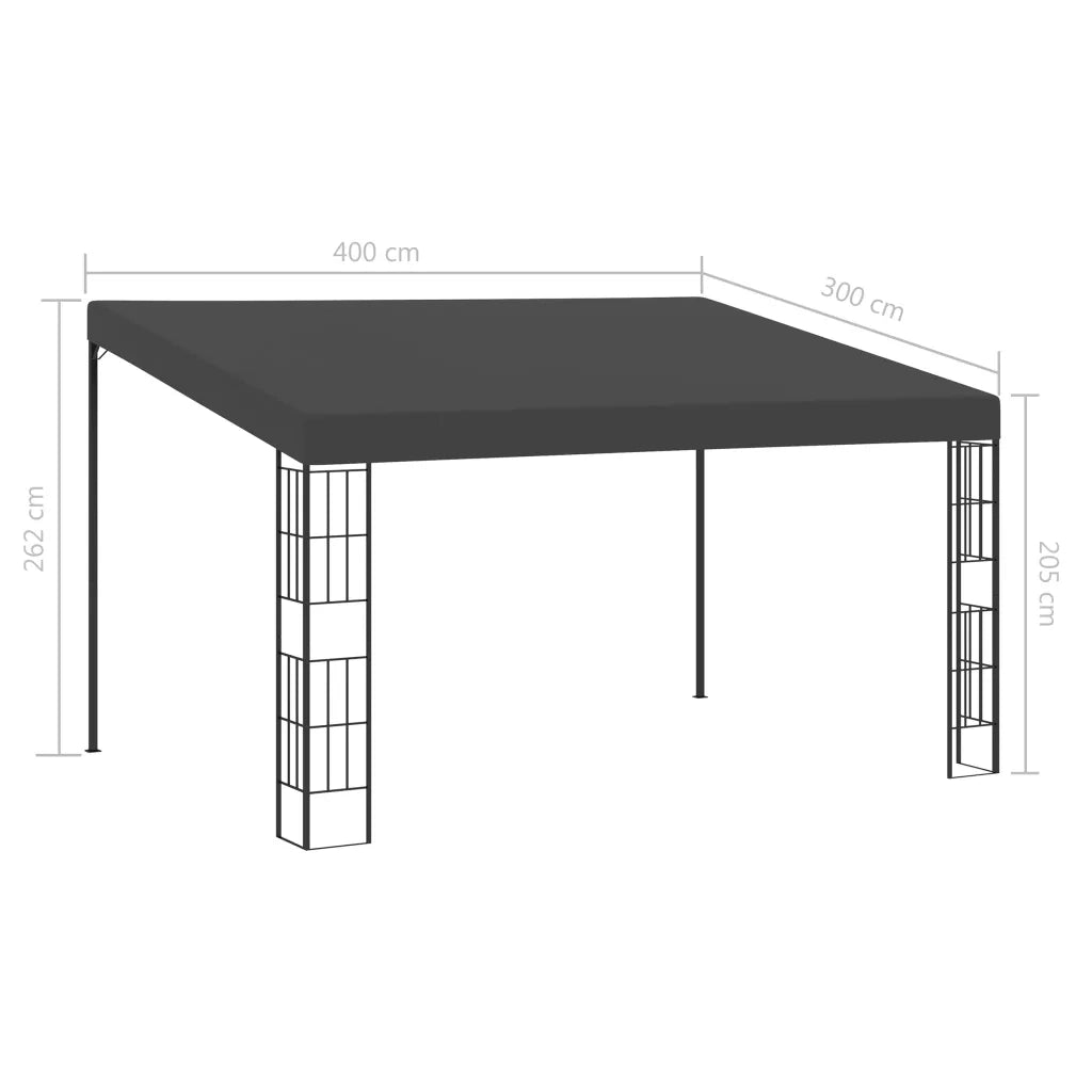 Gazebo | Pergolato a Parete 3x4 m Antracite in Tessuto