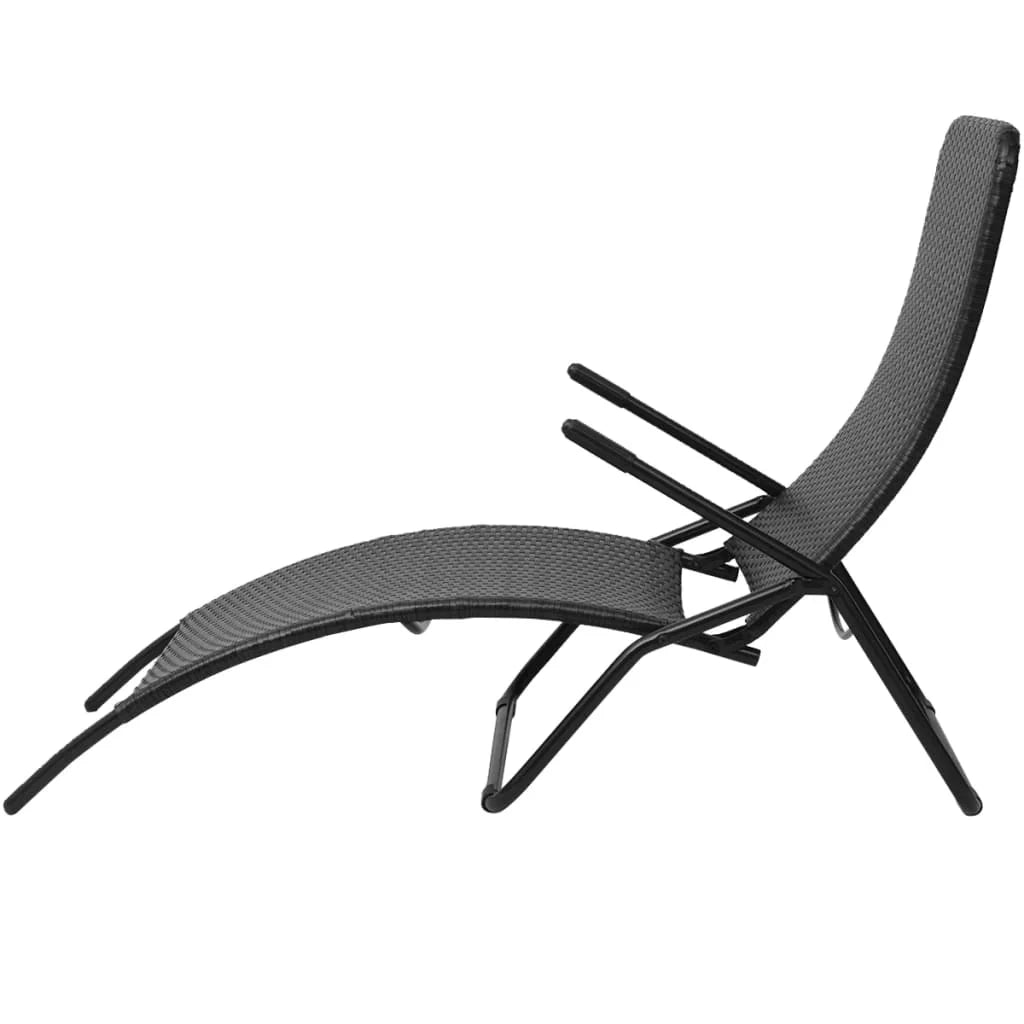 Lettino prendisole sedia a sdraio lettino prendisole letto da giardino mobili da giardino mobili da esterno pieghevoli rattan sintetico nero 02_0012895