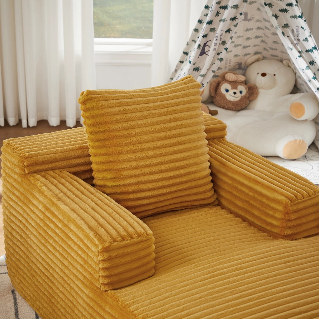 DIVANO Chaiselongue in velluto a coste Giallo