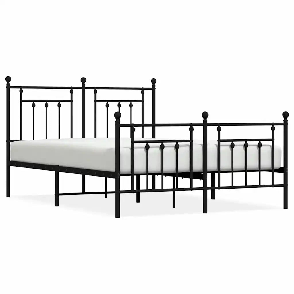 Giroletto con Testiera e Pediera-Struttura Letto Metallo Nero 140x190 cm 758054