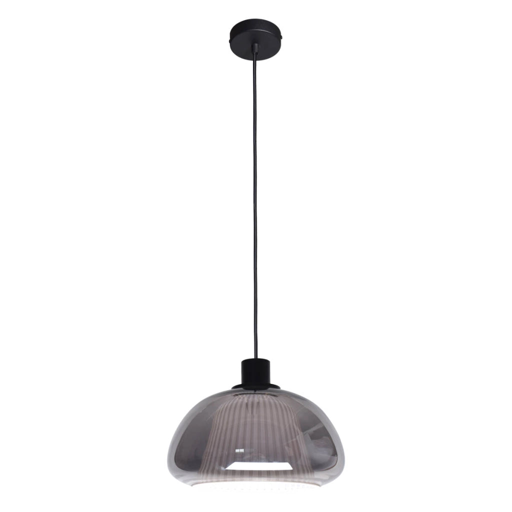 Lampada a sospensione Apiro Italux vetro fumé nero E27