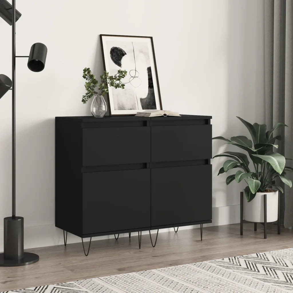 Credenze 2 pz | Madia | Buffet da pranzo | Armadio da pranzo Nere 40x35x70 cm in Legno Multistrato