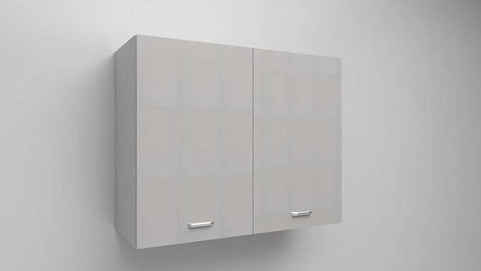Pensile Cucina  in Legno Nobilitato Bianco Frassino, Mobile Alto con 2 Ante, Pensile Componibile Moderno Made in Italy (H72XL70XP33cm)