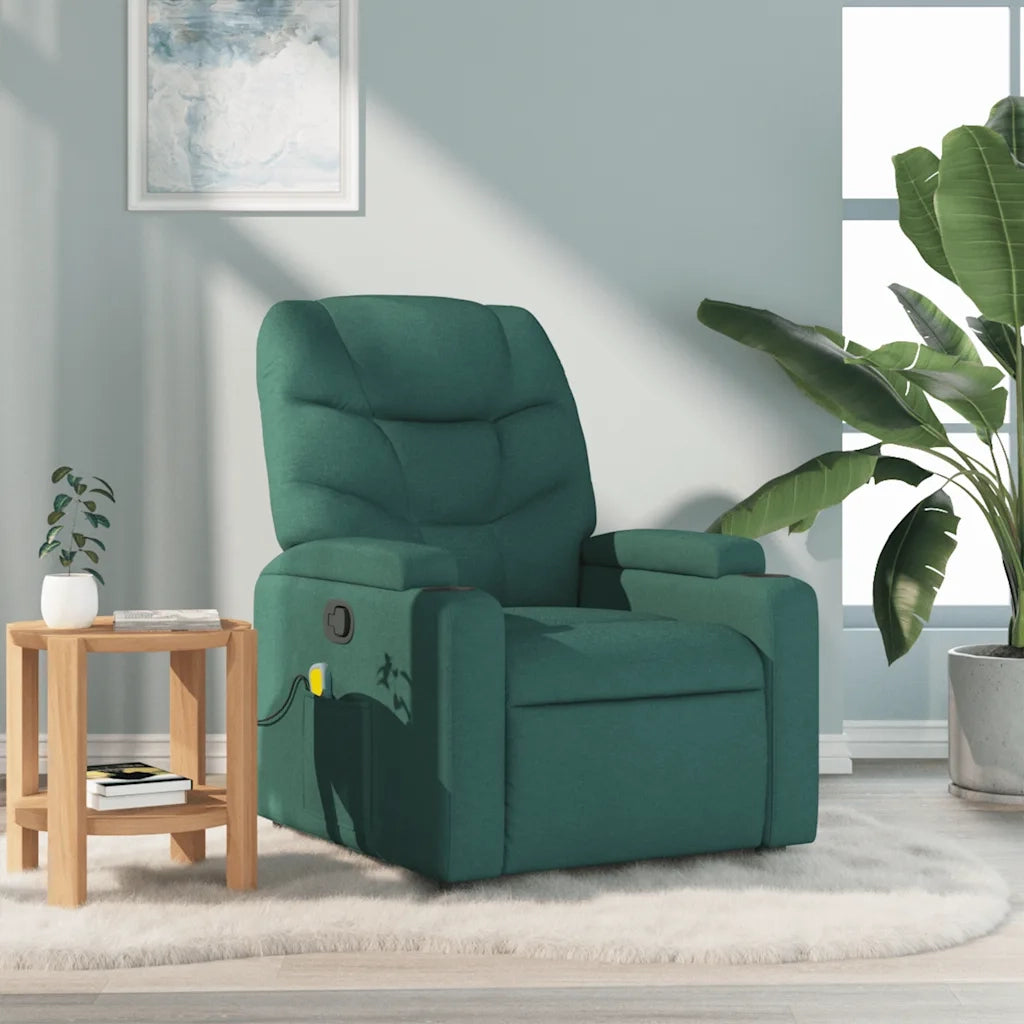 Divano Sedia-Poltrona Massaggiante Reclinabile Verde Scuro in Tessuto 531685