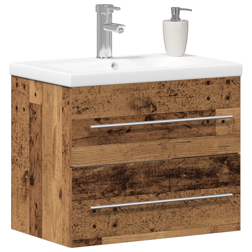 Armadio lavabo bagno con lavabo incorporato legno vecchio legno ingegnerizzato