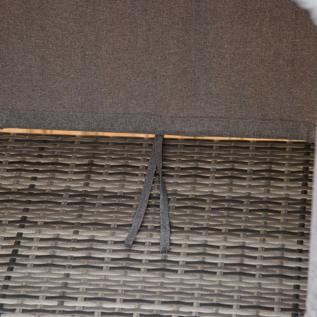Lettino da giardino in polyrattan con cuscini e tettoia regolabile ¨C Zephmum ¨C Grigio 195x65x40 cm