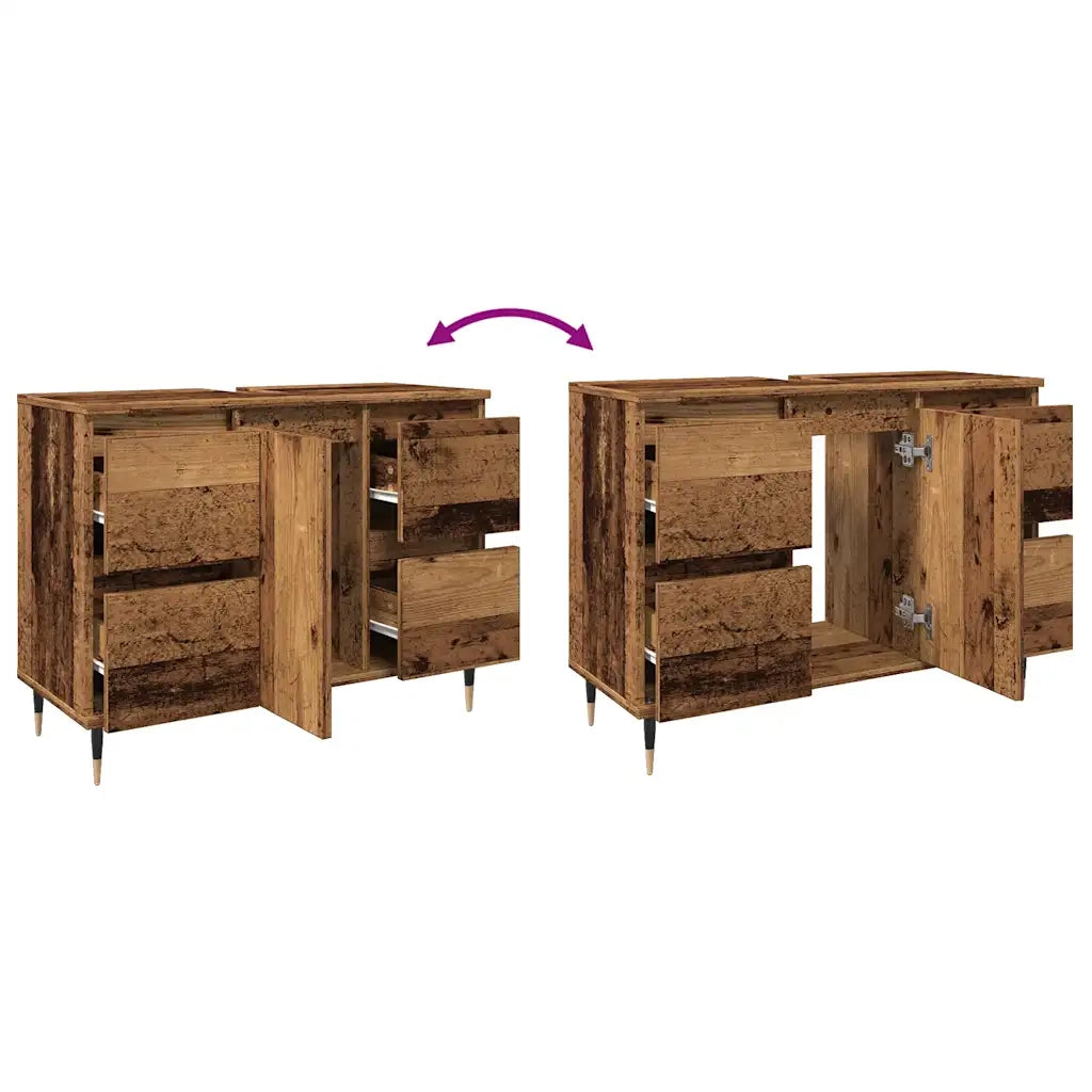vidaXL Mobile da Bagno Legno Antico 80x33x60 cm in Legno Multistrato
