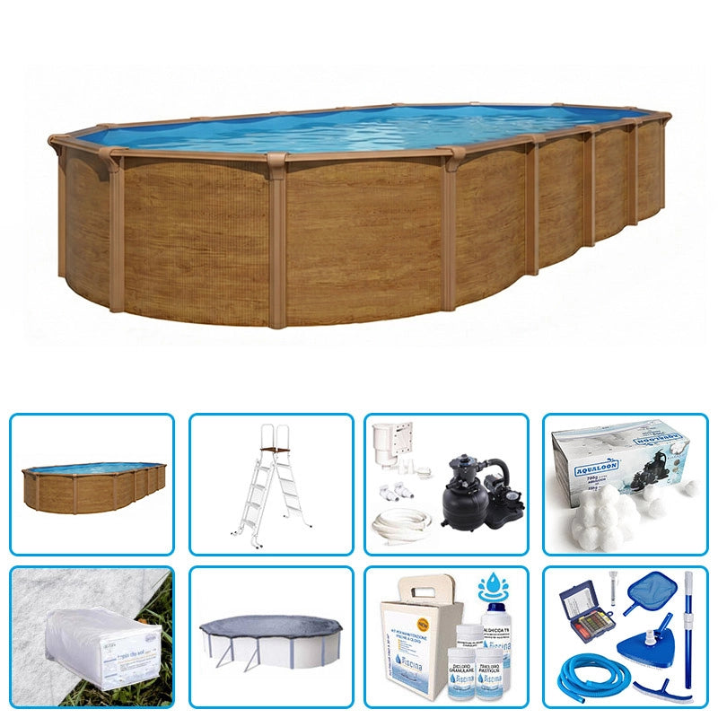 Piscina Fuori Terra Steelwood Omega - 7,30 X 3,65 X H.1,32 M - Kit Pro
