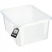 Contenitore in plastica KADAX da 20 litri con coperchio, trasparente e richiudibile, grande scatola