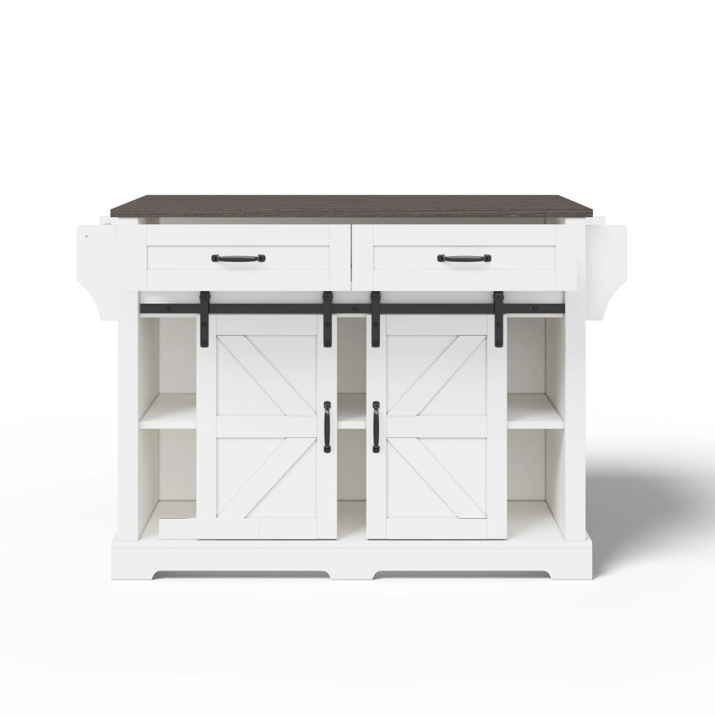 Isola cucina pieghevole - Zephmum - 120¡Á45(70)¡Á91 cm - Bianco - Con ruote e ante scorrevoli
