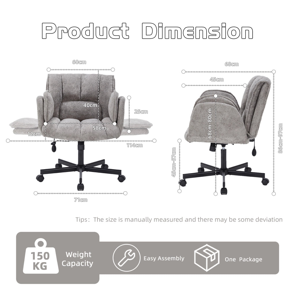 Sedia da ufficio con rotelle e braccioli pieghevoli ¨C zephmum ¨C grigio