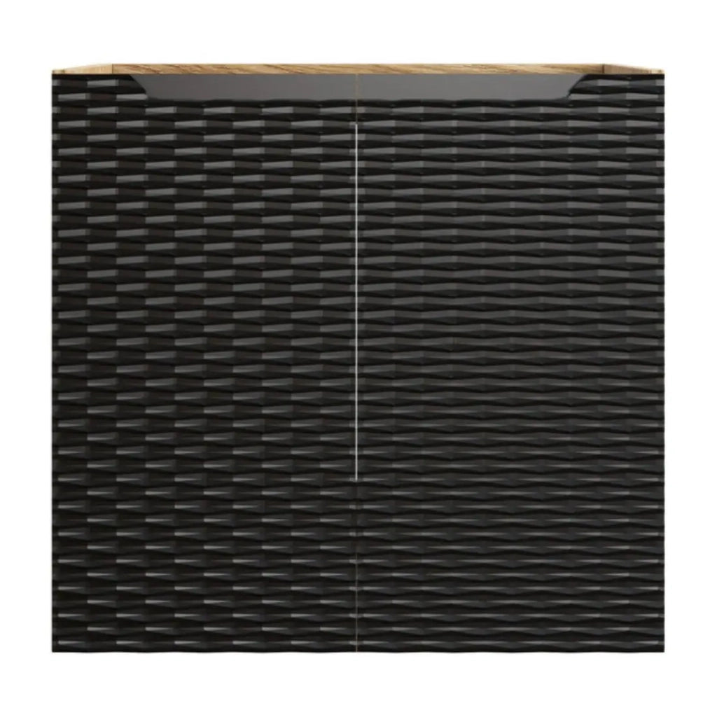 Mobile sottolavabo YOKA - Rovere chiaro e nero - L60 × P46 × H57 cm - Da appendere