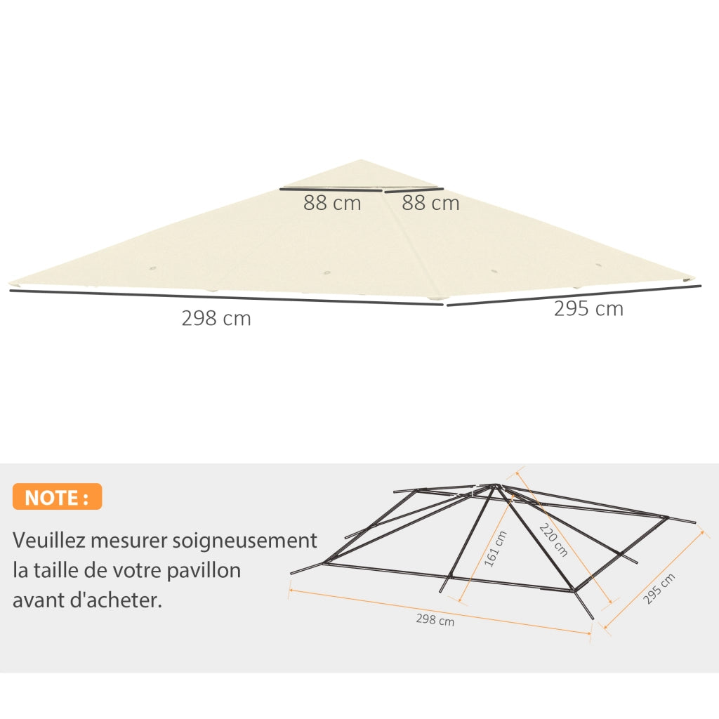 Tenda da giardino sostituzione tetto ¨C zephmum ¨C poliestere 180 g/m2 3x3m crema
