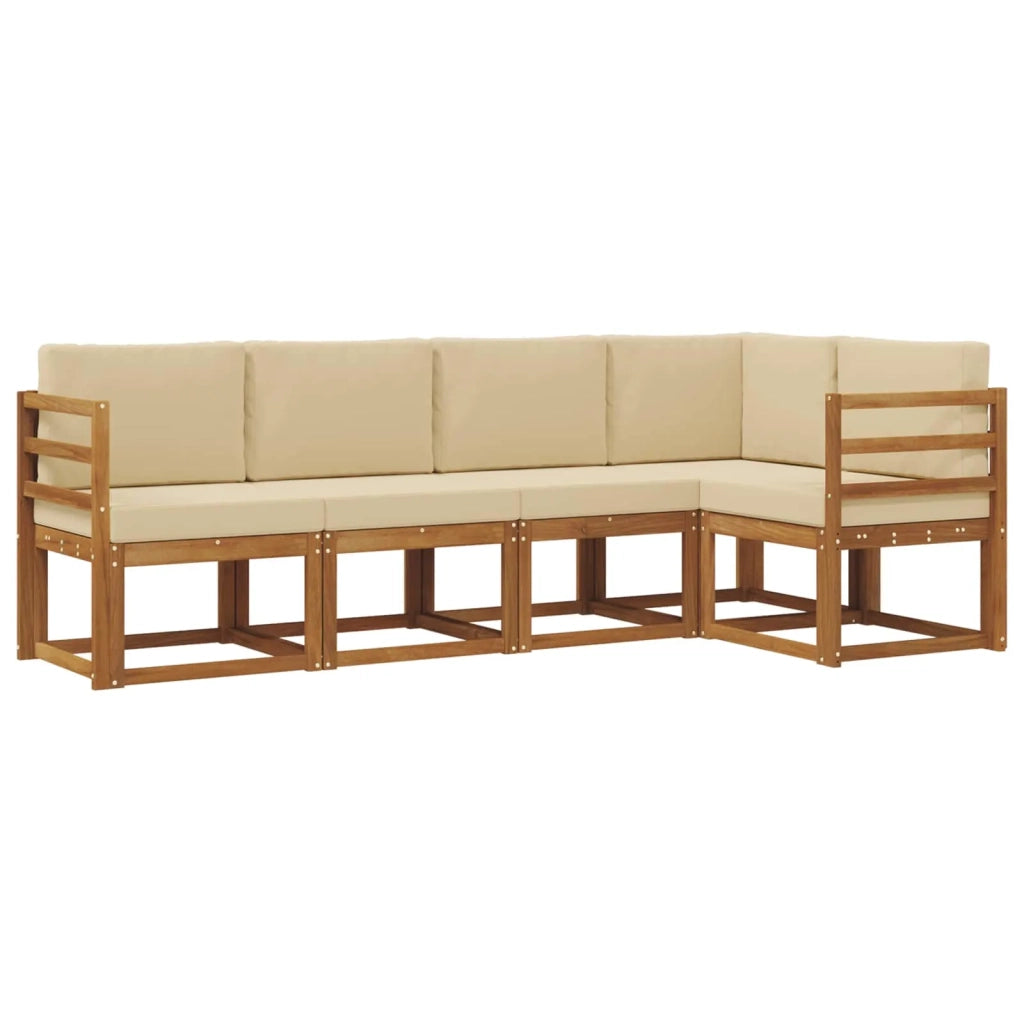 Set di divani da esterno con cuscino 5 pcs Naturale e Beige