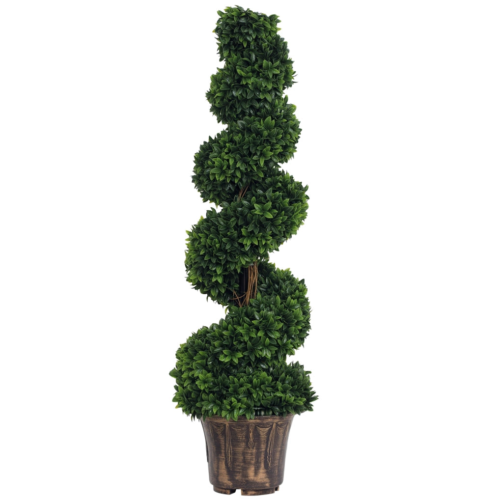 Piante Finte da Interno di Bosso a Spirale 120cm, Pianta Artificiale da Interno ed Esterni con Vaso Incluso, Pianta Finta per , Verde