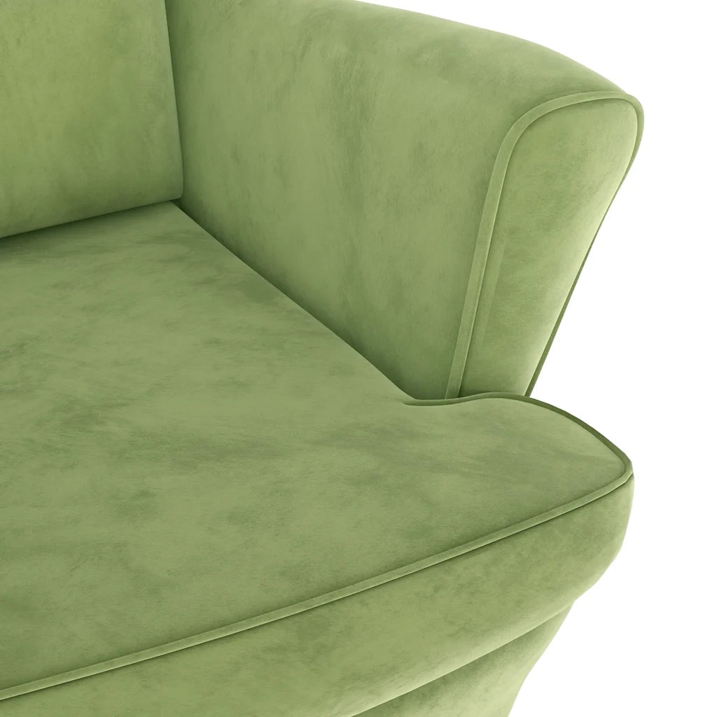 Poltrona Schienale ad Ala con Poggiapiedi Verde Chiaro Velluto 3115934