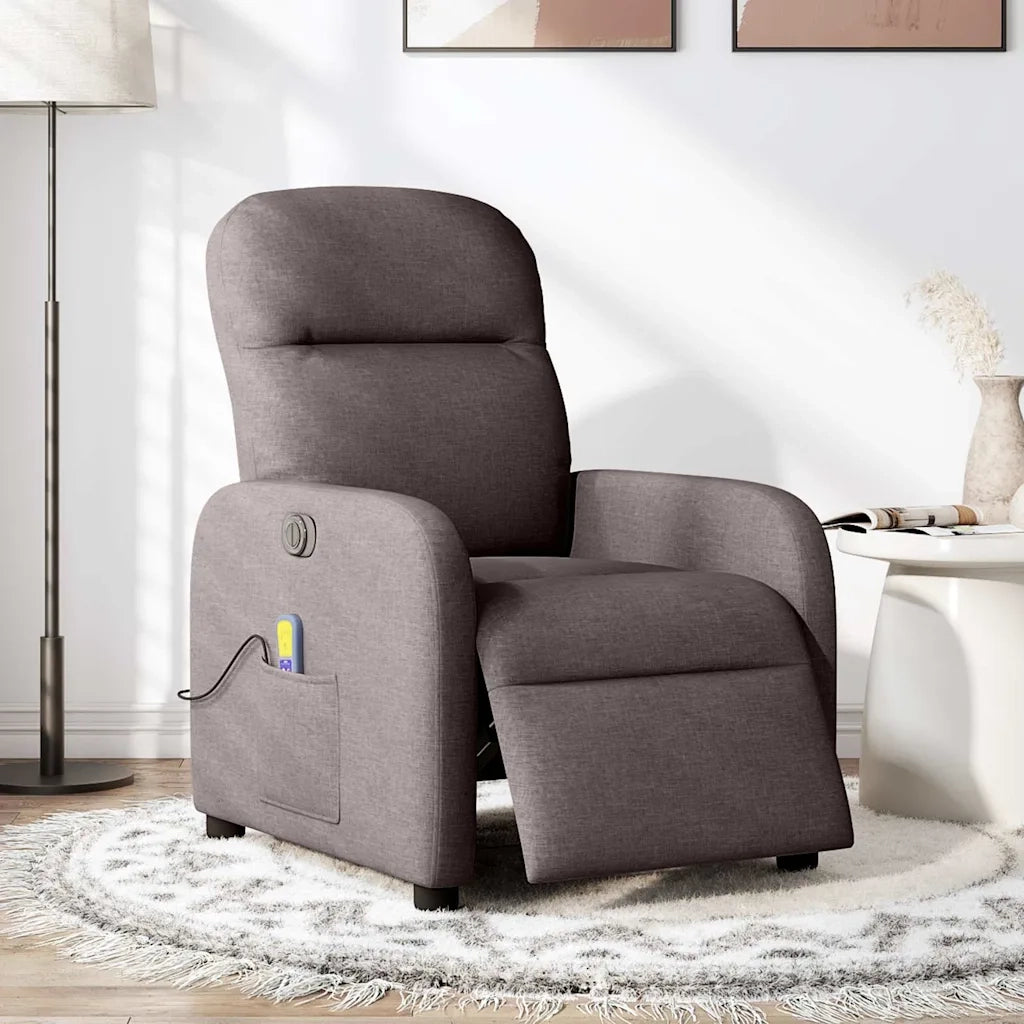 Divano Sedia-Poltrona Massaggio Reclinabile Elettrica Marrone Scuro Tessuto 478944