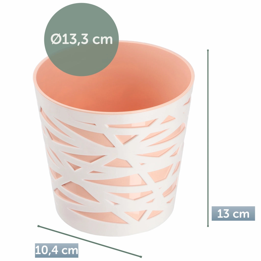 Vaso da fiori KADAX, coperchio in plastica, inserto, fiori, piante, 13 cm, color pesca