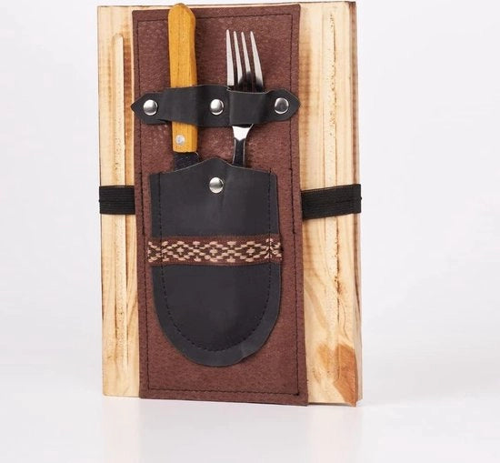 Set di Cottura per BBQ in Legno - Ciotola, Forchetta, Fondamentali (Nero)