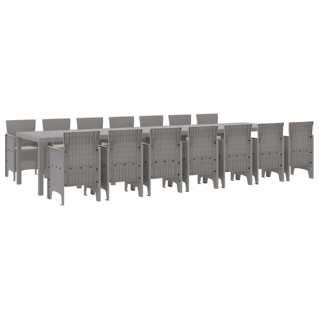 Set da pranzo da giardino con cuscini 15 pcs Grigio chiaro PP 3378808