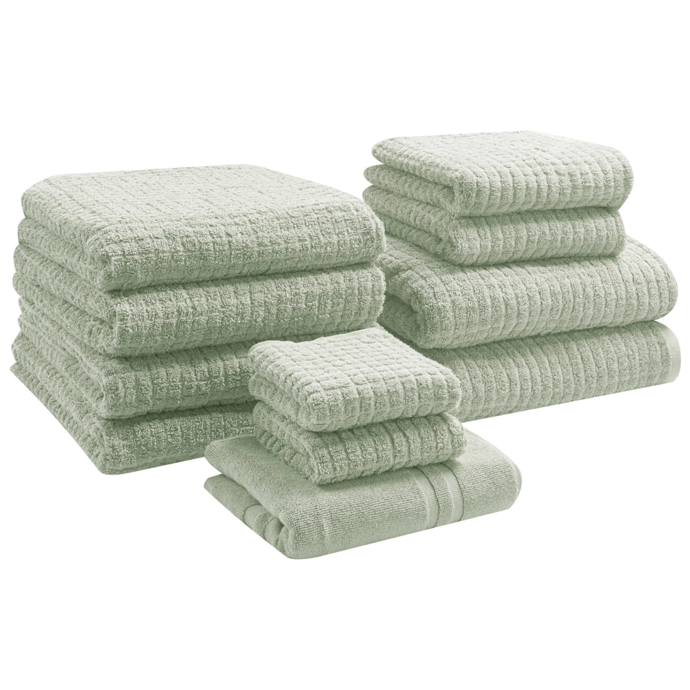 Set di 11 asciugamani Verde Chiaro in cotone per ospiti Asciugamano da bagno e tappetino da bagno