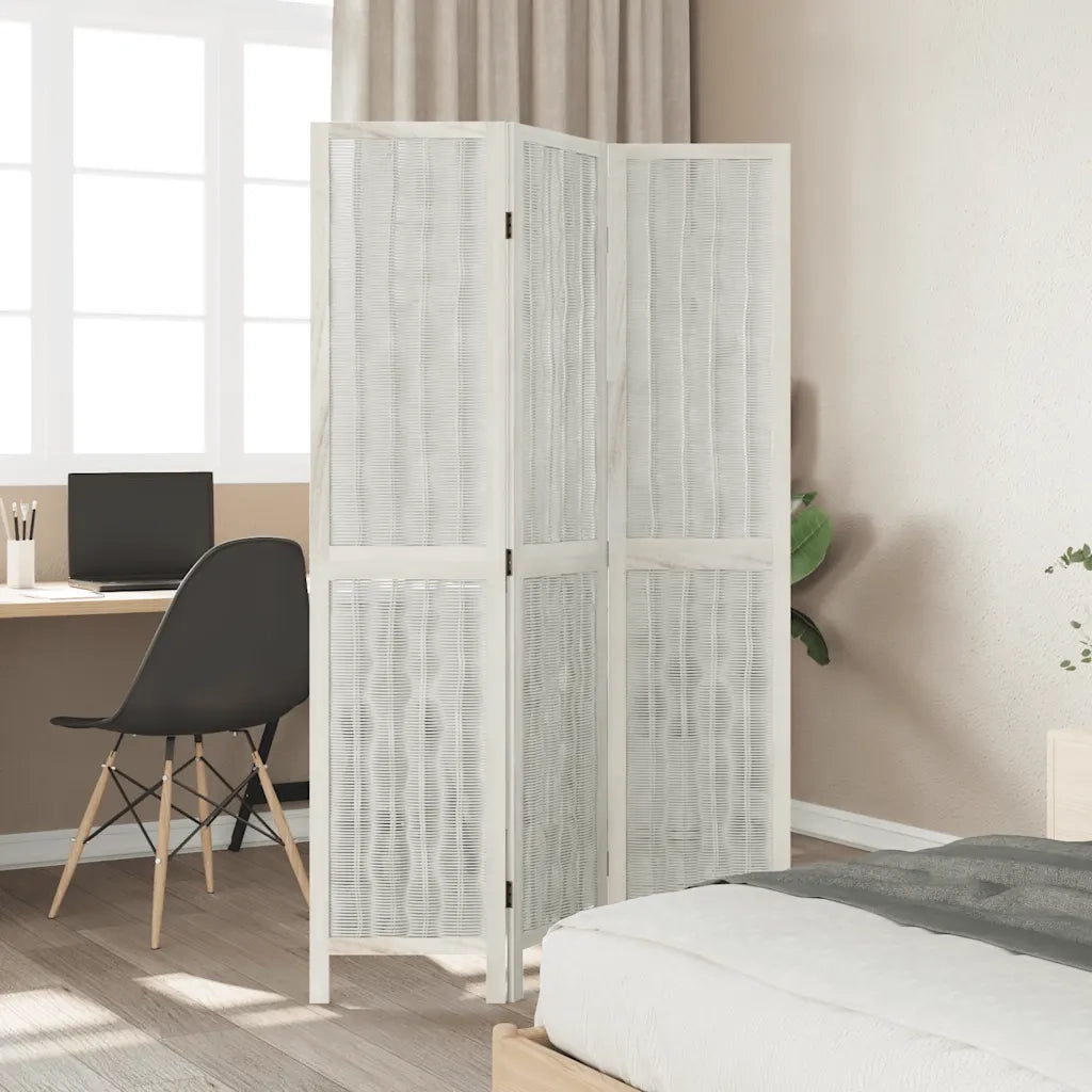 Divisorio Ambienti | Divider per stanze | Paravento 3Pannelli Bianco Legno Massello di Paulownia