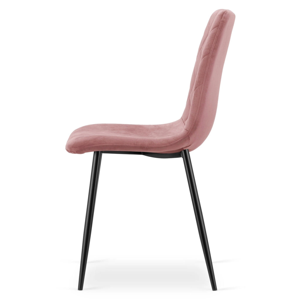 Sedia Turin in velluto rosa con gambe nere