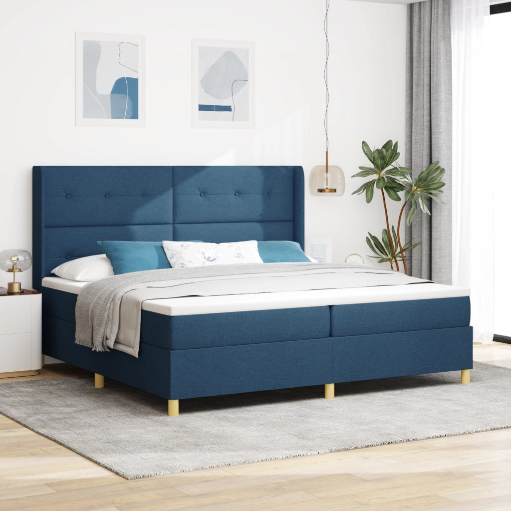 Letto a Rete con Materasso e LED Blu 200x200 cm Tessuto
