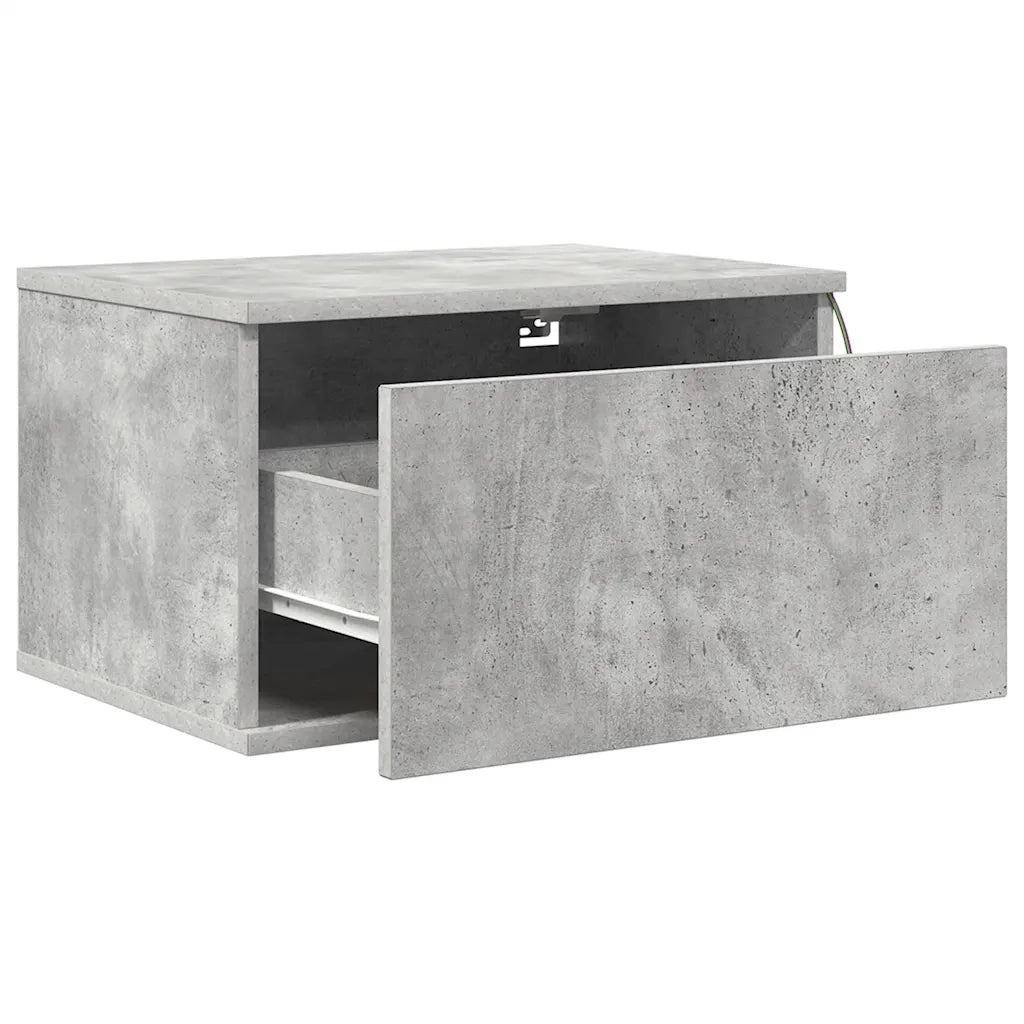 Comodino a Parete con Luci LED Grigio Cemento 836832